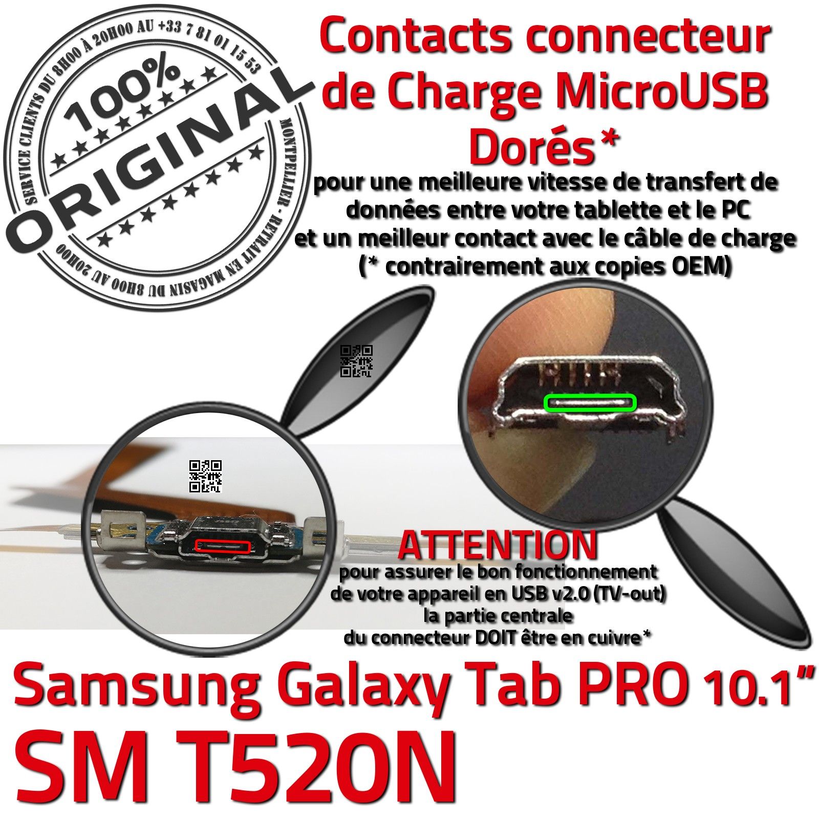 Changement Nappe OFFICIELLE de Charge Microphone Carte Mère Micro-USB Prise Chargeur Remplacement Micro USB Connecteur d'Origine Synchronisation PC SAMSUNG Galaxy TAB PRO SM T520N SM-T520N Flex Qualité Tablette Réparation Cable Jack Contact Démontage