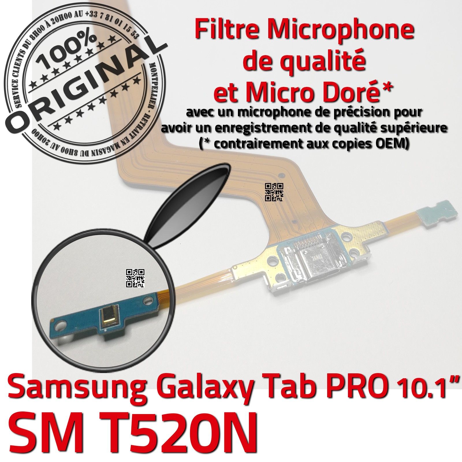 ORIGINAL TAB PRO SM T520N Port USB Connecteur Charge Microphone Chargeur Prise