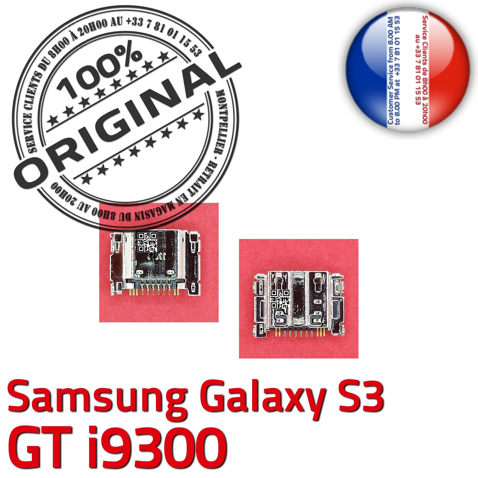 ORIGINAL Samsung Galaxy S3 GT i9300 Connecteur de charge à souder Micro USB Pins Dorés Dock Prise Flex Connector Chargeur