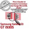 Samsung Galaxy S3 GT i9305 C à Connecteur Dock charge ORIGINAL Chargeur Dorés Prise Flex Connector Micro souder USB Pins de