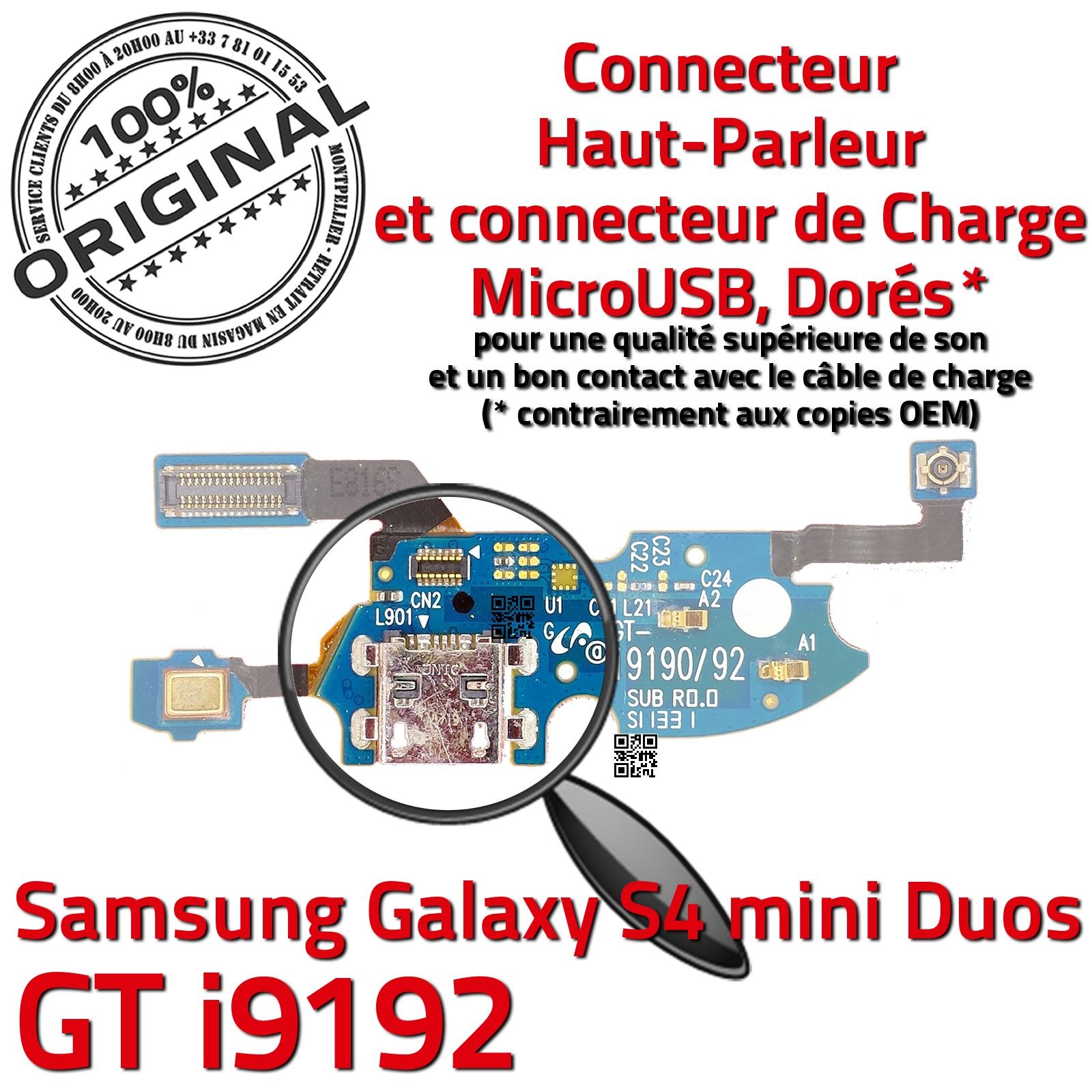 ORIGINAL Samsung S4 Mini GT i9192 Connecteur de Charge MicroUSB Nappe Chargeur