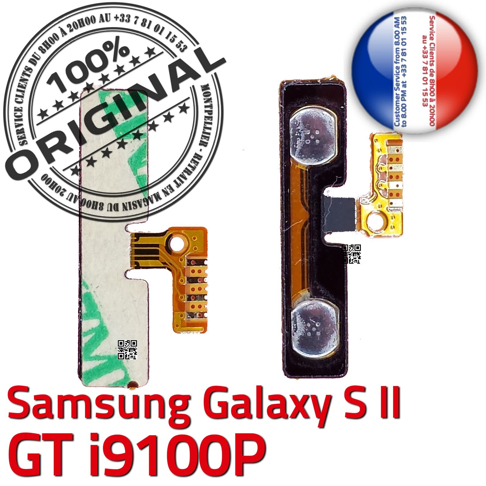 ORIGINAL Samsung S 2 GT i9100P Nappe Switch Volume à souder Connecteur Contacts Dorés Connector Pins OR Bouton Circuit SLOT Son
