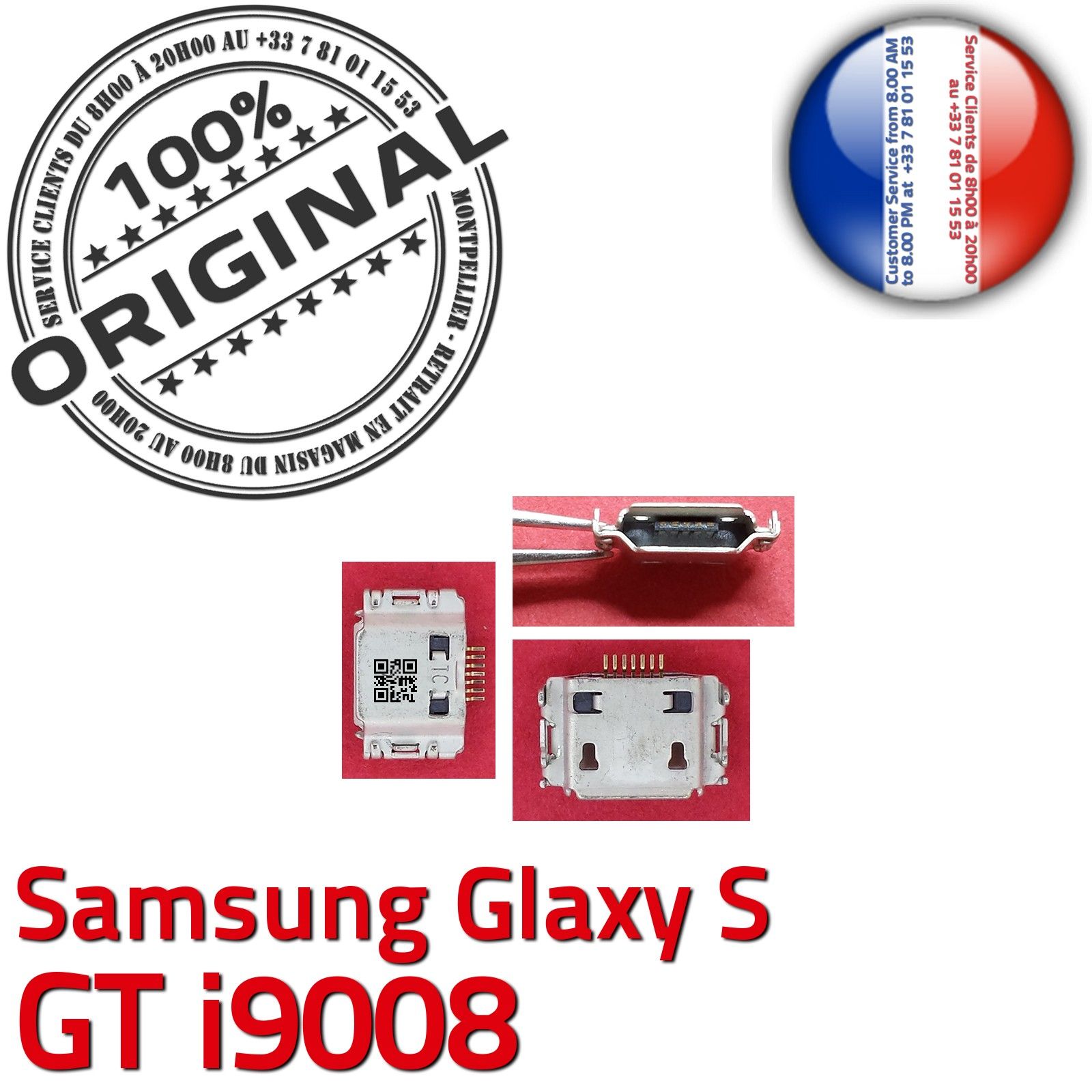ORIGINAL Samsung Galaxy S GT i9008 Connecteur de charge à souder Micro USB Pins Dorés Dock Prise Flex Connector Chargeur