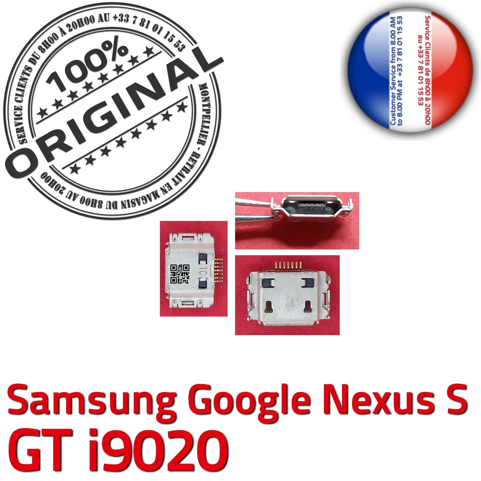 ORIGINAL Samsung Google Nexus S GT i9020 Connecteur de charge à souder Micro USB Pins Dorés Dock Prise Flex Connector Chargeur