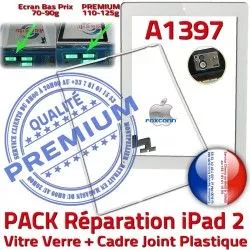 Réparation B Tablette 2 PREMIUM Apple Ecran Tactile Joint iPad Cadre iPad2 Vitre Bouton Adhésif Verre Precollé Blanche A1397 PACK HOME