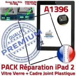 KIT Cadre Tablette Vitre 2 Joint Noire Tactile iPad Chassis Adhésif Apple Precollé iPad2 HOME Réparation N Verre A1396 PREMIUM Bouton PACK