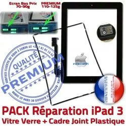 Chassis 3 Adhésif Réparation Precollé Joint HOME PREMIUM Tablette Bouton Vitre Cadre Noire Apple Tactile Contour PACK KIT iPad3 iPad Verre N