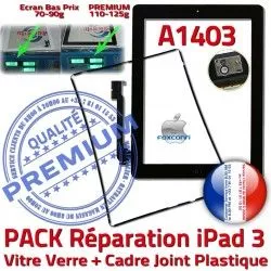 A1403 Noire Verre HOME Precollé PACK Tactile PREMIUM KIT Adhésif Cadre Bouton 3 Vitre N Tablette Apple Réparation Joint iPad iPad3 Chassis