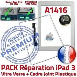 Verre Réparation Apple Tablette Vitre 3 A1416 HOME Joint Blanche iPad3 Precollée PACK Tactile Contour Bouton Cadre PREMIUM iPad Adhésif B