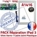 PACK iPad 3 A1416 Joint B HOME Adhésif Bouton Verre Cadre Apple Vitre PREMIUM Tactile Tablette Réparation Precollée iPad3 Blanche Contour