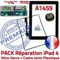 PACK iPad 4 A1459 Joint N HOME Chassis iPad4 Cadre KIT PREMIUM Réparation Tablette Verre Bouton Tactile Apple Vitre Adhésif Noire Precollé
