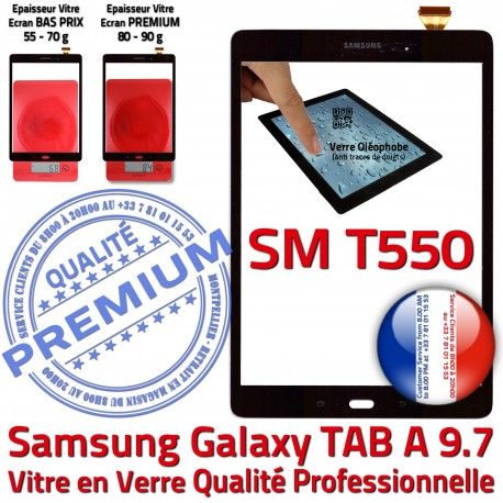 Samsung Galaxy TAB-A SM T550 N Assemblée 9.7 Qualité Noir Assemblé Ecran Vitre Supérieure PREMIUM Tactile Verre SM-T550 Noire Adhésif