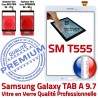 Samsung Galaxy TAB A SM-T555 B Verre Adhésif Assemblée Blanche Supérieure Blanc Qualité PREMIUM Ecran TAB-A T555 SM Prémonté 9.7 Vitre Tactile
