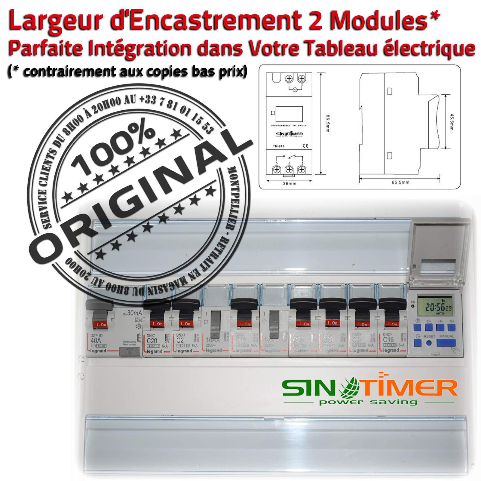 Commande Automatique Jour-Nuit Heures Creuses Pompe Piscine Rail DIN 16A 4kW