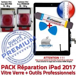 N PREMIUM Precollé HOME KIT Outil Bouton Nappe Qualité PACK Réparation iPad Vitre inch 9.7 Démontage Oléophobe Tactile Adhésif Noire Verre 2017