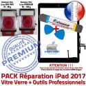 PACK iPad 2017 9.7 inch N Vitre Oléophobe Noire PREMIUM Tactile Outil Qualité Réparation Nappe KIT Verre Démontage Adhésif Precollé Bouton HOME