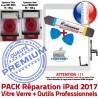 PACK iPad 2017 9.7 inch B PREMIUM Nappe Vitre Oléophobe Bouton Tactile iLAME Adhésif Réparation Outils KIT Blanche Precollé Qualité HOME Verre