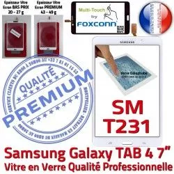 SM Qualité Vitre LCD SM-T231 Verre Ecran Tactile TAB4 Galaxy Prémonté Samsung TAB T231 7 4 Supérieure B PREMIUM Blanche inch Assemblée Adhésif