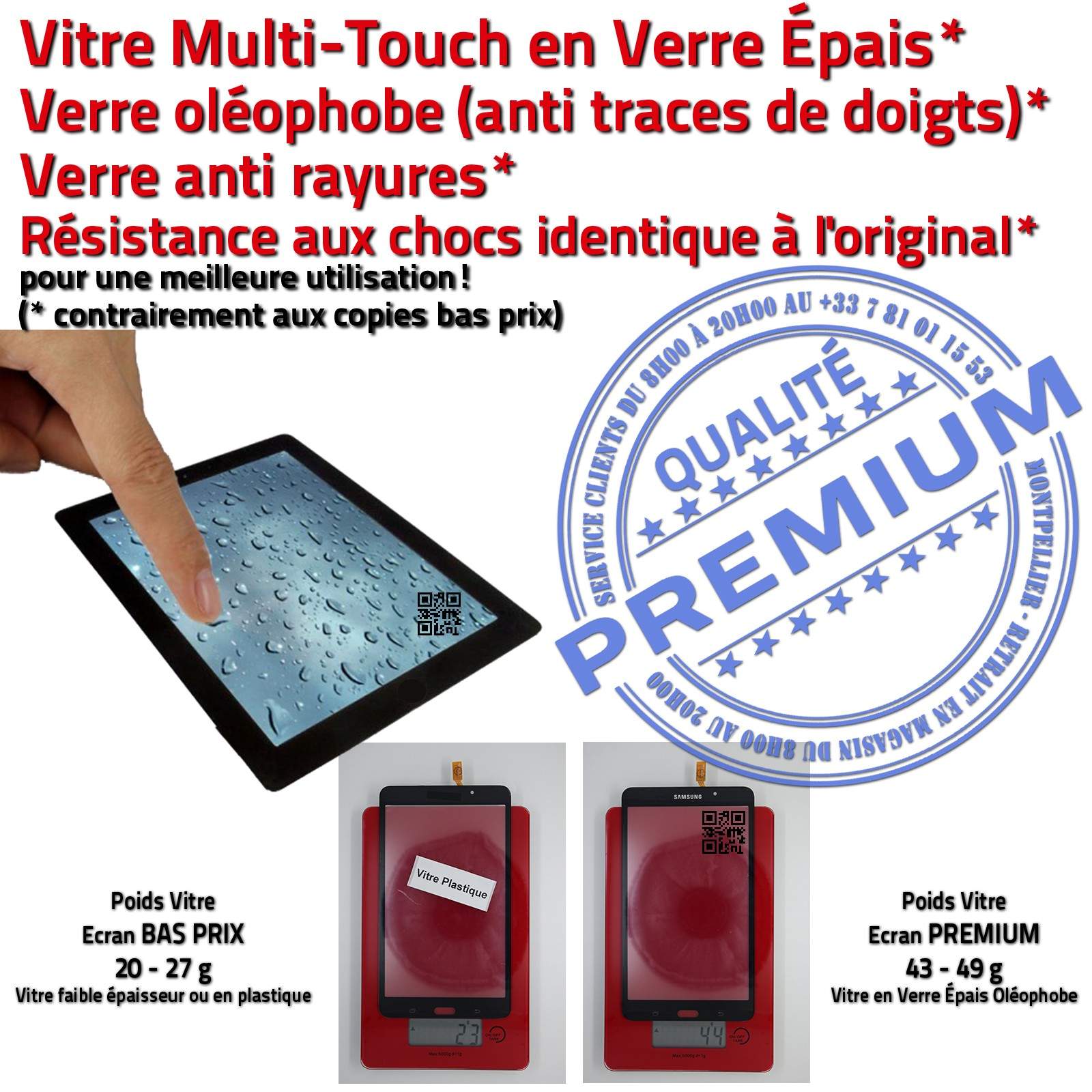 PACK Adhésif Prémonté Precollé Réparation Remplacement Changer Vitre Tactile Noire Verre Assemblée Tablette TAB 3 Galaxy T231 SM-231 TAB3 231 SM-T231 Samsung Qualité PREMIUM Protection Film KIT Démontage Installation Changement Écran Complet Noir Installe
