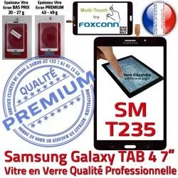 Ecran T235 Vitre Prémonté Samsung LCD Verre TAB Qualité Noire 7 4 Supérieure SM-T235 Adhésif inch SM N PREMIUM Galaxy TAB4 Tactile Assemblée